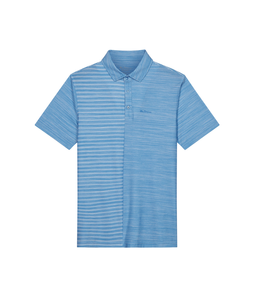 Polos Ben Sherman Melange Stripes Color Block Tech Jersey Sports Fit Azur | YVL-88140118